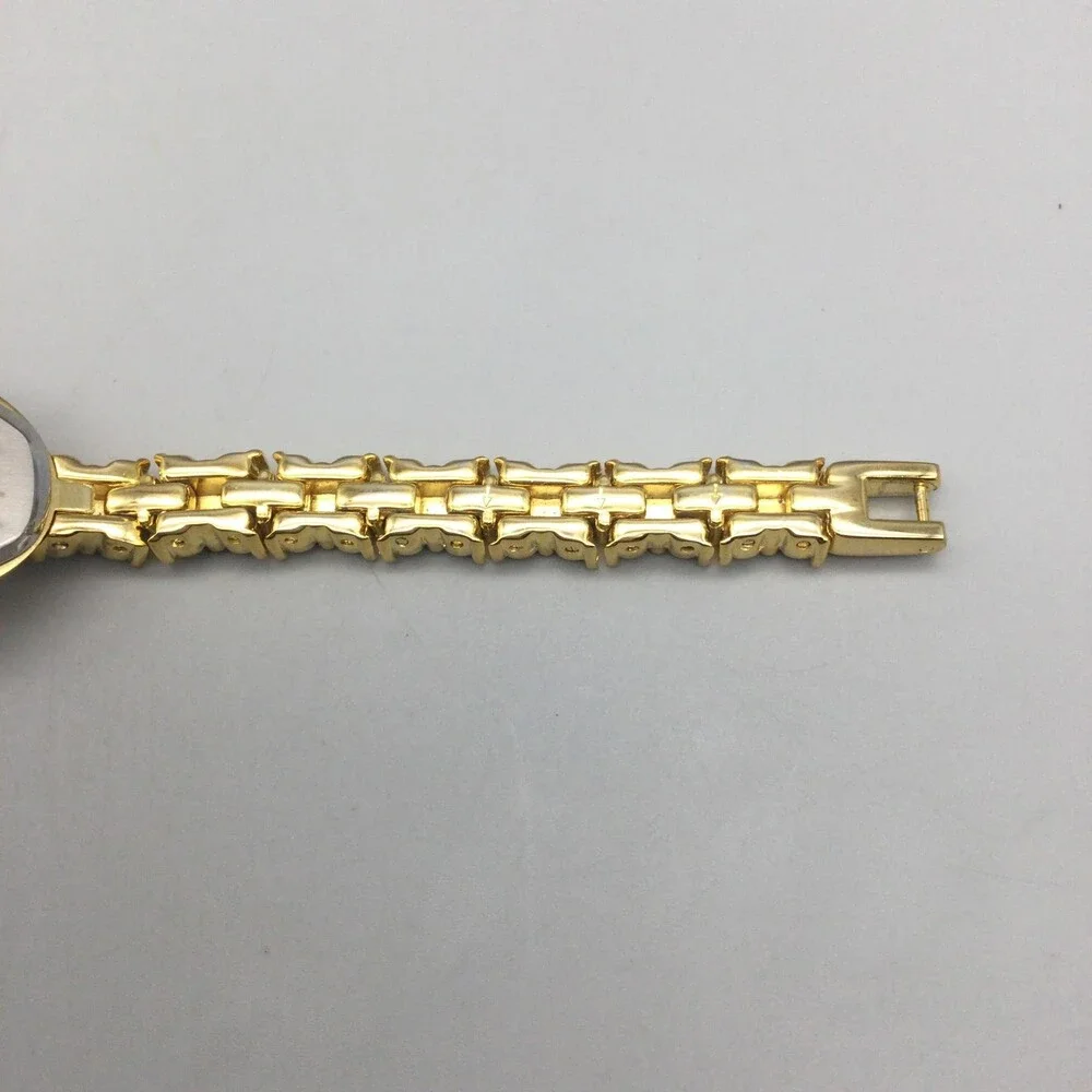 Adolfo Womens Watch 17mm Ovall Gold Tone Crystal Bracelet New Battery 6.5